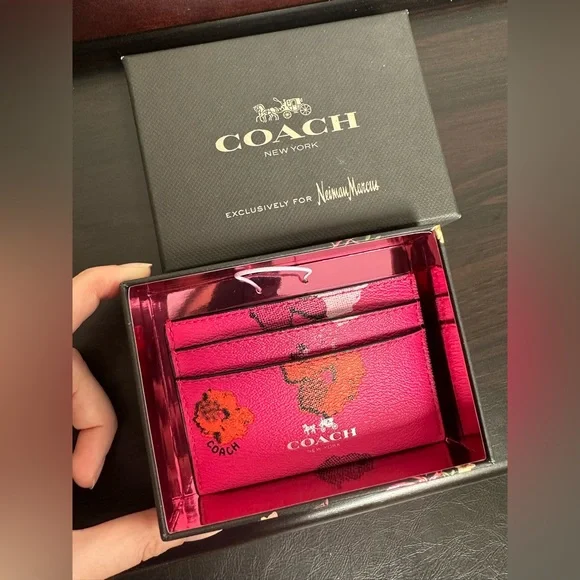 Coach - Pink Primrose Leather Card Holder - Picture 3 of 4